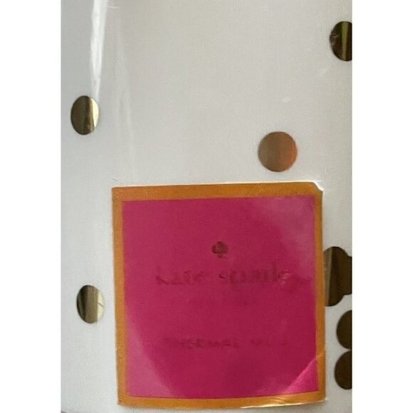Kate Spade New York Off White Gold Polka Dots Thermal Mug 16 oz Coffee Tumbler - Picture 4 of 8